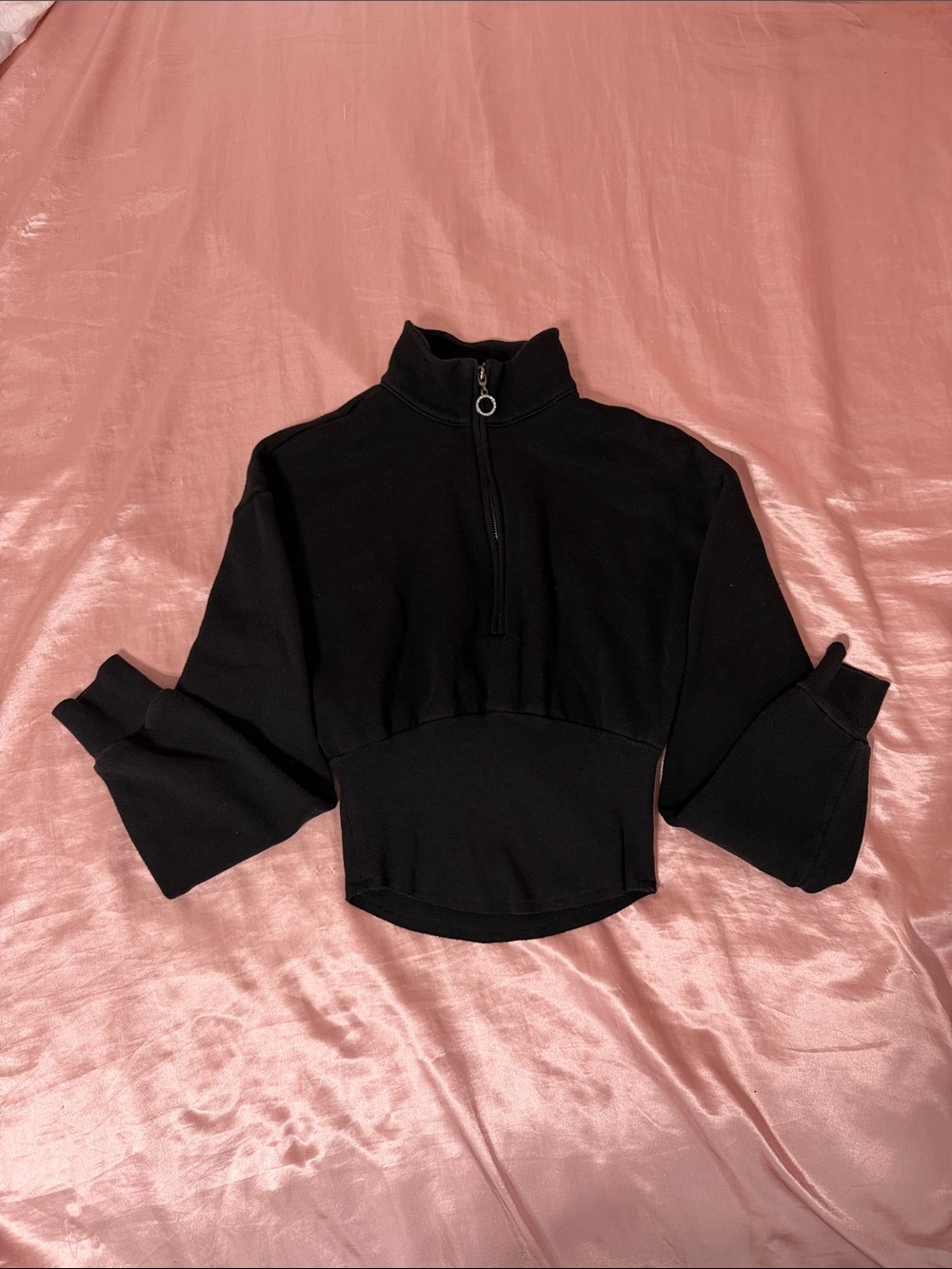 Victoria's Secret Black Cropped Half-Zip Pullover